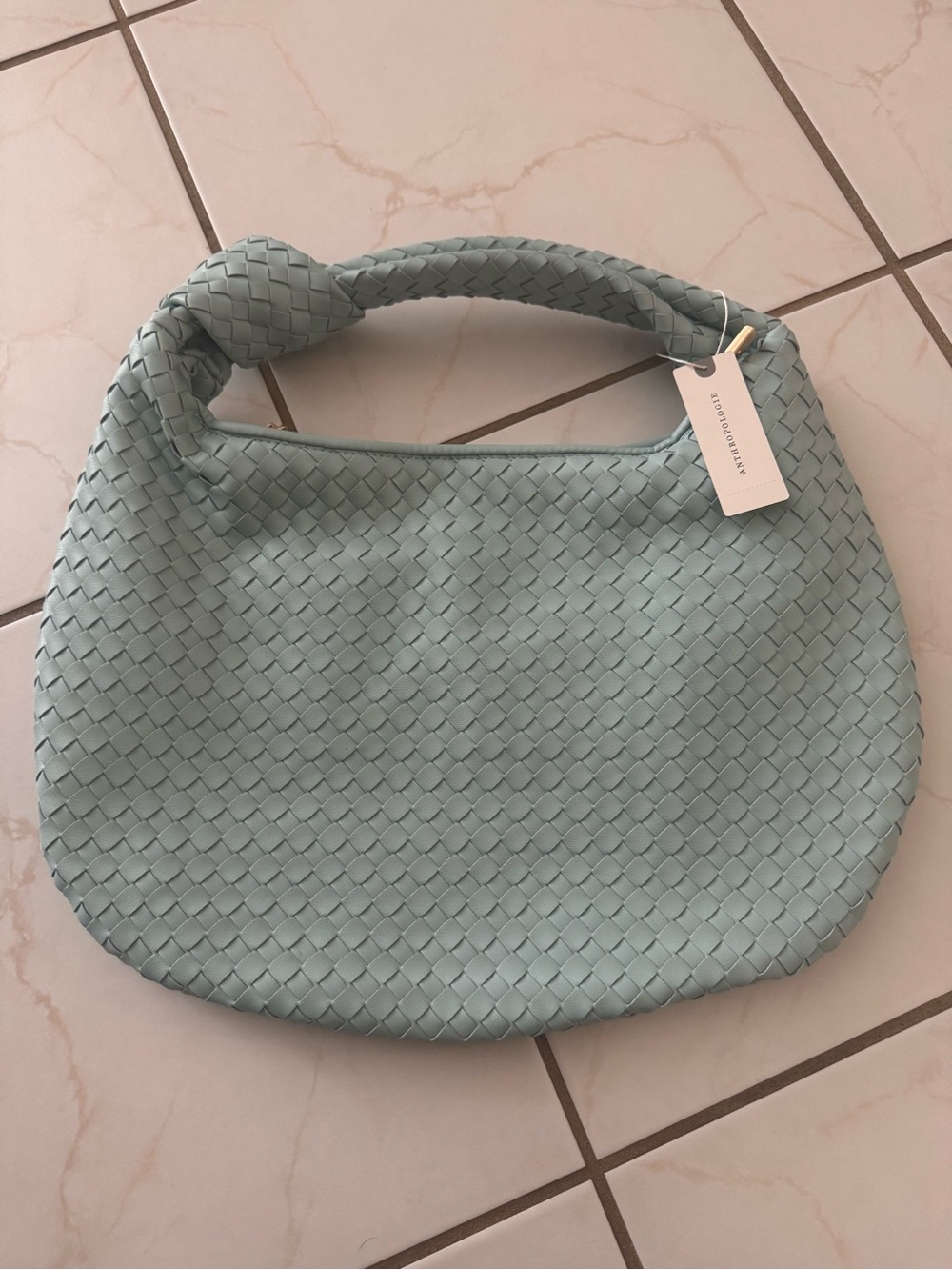 Anthropologie Woven Hobo Bag in Mint Blue
